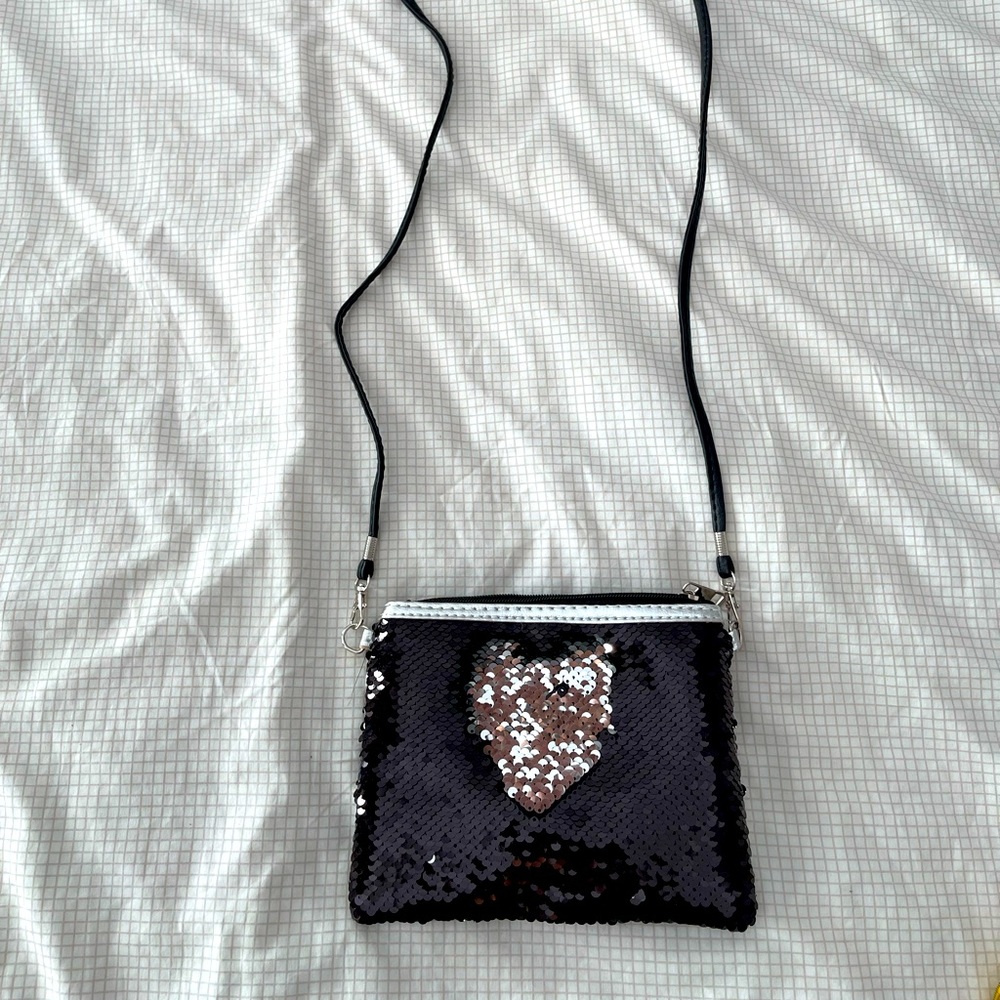 Aldo sequinned purse black/silver new